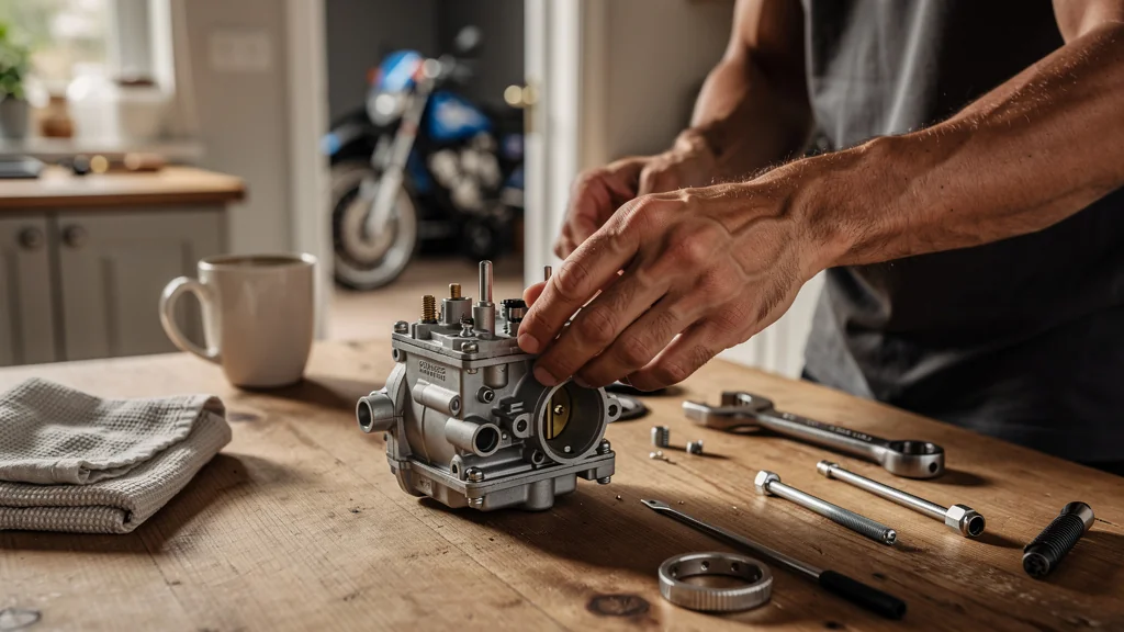 Remonter un carburateur de 125 sur la table de la cuisine, un dimanche