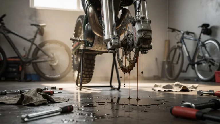 Une fuite de liquide de frein repérée trop tard sur mon enduro